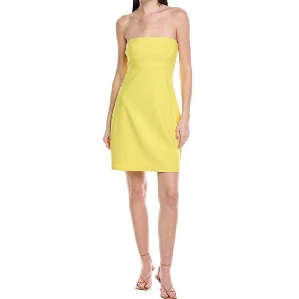 Susana Monaco Yellow Strapless‎ Bodycon Midi Dress USA Nylon Spandex Women's M